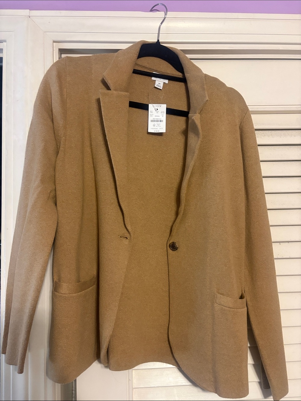 J. Crew Camel Single-Button Knit Pea Coat
